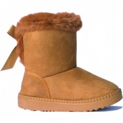 REDVOLUTION Kinderstiefel für Kleinkinder, Mädchen, süße Schmetterlingsschleife, Stiefel aus PU-Leder mit PomPom