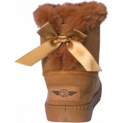 REDVOLUTION Kinderstiefel für Kleinkinder, Mädchen, süße Schmetterlingsschleife, Stiefel aus PU-Leder mit PomPom