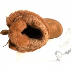 REDVOLUTION Kinderstiefel für Kleinkinder, Mädchen, süße Schmetterlingsschleife, Stiefel aus PU-Leder mit PomPom