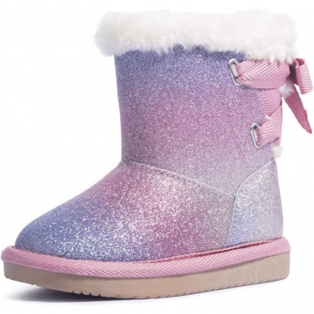 KRABOR Mädchen Glitzer Schneestiefel Baumwollfutter Warme Winter rutschfeste Schuhe mit süßer Schleife für Kleinkinder/Kleinkinder