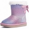 KRABOR Mädchen Glitzer Schneestiefel Baumwollfutter Warme Winter rutschfeste Schuhe mit süßer Schleife für Kleinkinder/Kleinkinder