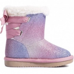 KRABOR Mädchen Glitzer Schneestiefel Baumwollfutter Warme Winter rutschfeste Schuhe mit süßer Schleife für Kleinkinder/Kleinkinder