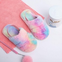 Flauschige Hausschuhe für Kinder, offene Zehenpartie, Hausschuhe für Jungen und Mädchen, Kunstfell-Slipper mit Riemen, Schlupfschuhe für kleine Kinder