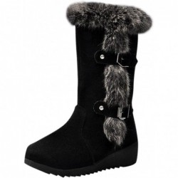 Stiefel für Damen, modisch, mit Flock-Winterfell gefüttert, isoliert, warm, Damenstiefel, wadenlang, Fleece, pelzig, weich, gemütlich