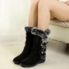 Stiefel für Damen, modisch, mit Flock-Winterfell gefüttert, isoliert, warm, Damenstiefel, wadenlang, Fleece, pelzig, weich, gemütlich