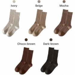 HOMSSEM Gerippte Socken für Damen, gemütliche Socken – 5 Paar süße Crew-Socken für Damen