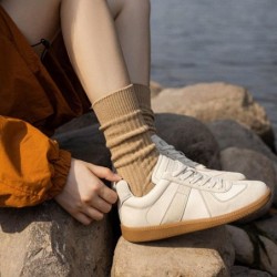 HOMSSEM Gerippte Socken für Damen, gemütliche Socken – 5 Paar süße Crew-Socken für Damen