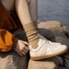 HOMSSEM Gerippte Socken für Damen, gemütliche Socken – 5 Paar süße Crew-Socken für Damen