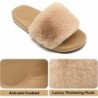 COFACE Damen Slider Plüsch Hausschuhe Flache Sandalen für Frauen Memory Foam Fuzzy Offene Zehen Hausschuhe Mit Fußgewölbeunterstützung Anti-Rutsch Damen Slipper Fell Slide Hausschuhe Pantoletten Indoor Outdoor