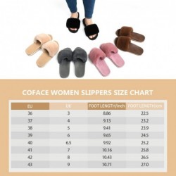 COFACE Damen Slider Plüsch Hausschuhe Flache Sandalen für Frauen Memory Foam Fuzzy Offene Zehen Hausschuhe Mit Fußgewölbeunterstützung Anti-Rutsch Damen Slipper Fell Slide Hausschuhe Pantoletten Indoor Outdoor