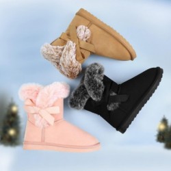 K KomForme Schneestiefel für Mädchen und Kinder, warm, mit Fell gefüttert, zum Reinschlüpfen, Winterschuhe für draußen, leicht, bequem (kleine/große Kinder)