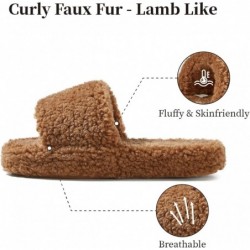 posee Fuzzy Memory Foam-Hausschuhe für Damen, flauschige Hausschuhe mit offener Spitze, lockiges Fell, gemütliche flache Spa-Slide-Hausschuhe, bequeme, weiche, rutschfeste Hausschuhe