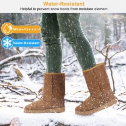 Moclever Stiefel für Damen, Schneestiefel für den Winter, wasserdichte Stiefel aus Wildlederimitat mit halbhoher Wadenlänge