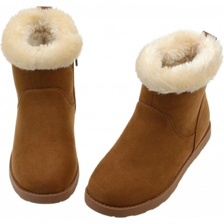 Vonair Mädchen Flauschige warme Winterstiefel mit pelzigem Kunstfellfutter, Bootie-Schuhe für Kleinkinder, kleine und große Kinder, Mädchen