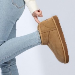 Wishcotton Gemütliche kurze Bootie-Hausschuhe für Damen, warme Winter-Hausschuhe mit harter Sohle und flauschigem Futter für drinnen und draußen