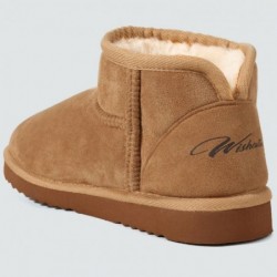 Wishcotton Gemütliche kurze Bootie-Hausschuhe für Damen, warme Winter-Hausschuhe mit harter Sohle und flauschigem Futter für drinnen und draußen