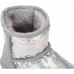 K KomForme Winterstiefel für Mädchen, glitzernde Pailletten, warme Schneeschuhe, mit Fell gefüttert, leicht, bequem (Kleinkinder/kleine Kinder/große Kinder)