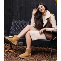 Ankis Schneestiefel für Damen, Damenstiefel, wasserdichte Winter-Schlupfstiefel, dicke und samtig warme, flauschige Schneestiefel, Chelsea-Schneestiefel, Damen-Winterstiefeletten, schwarze, kastanienbraune Pelz-Schneestiefel