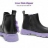 DREAM PAIRS Chelsea-Stiefel für Mädchen, seitlicher Reißverschluss, austauschbare Accessoires, Stiefeletten für Kleinkinder/kleine Kinder/große Kinder