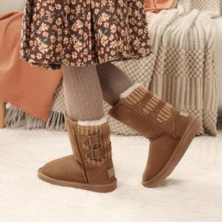 DREAM PAIRS Winterstiefel für Mädchen und Jungen, Kunstfell gefüttert, wadenlang, hohe Kinderschuhe