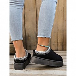 TOCONFFON Damen Slipper mit Plateausohle, Kunstfell-Stiefel, Slipper, verdickte Sohle