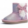 KRABOR Stiefel für Kleinkinder/kleine Mädchen, glitzernd, warm, Winter-Schneeschuhe mit Baumwollfutter und süßer Schleife, Größe