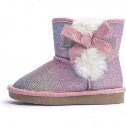 KRABOR Stiefel für Kleinkinder/kleine Mädchen, glitzernd, warm, Winter-Schneeschuhe mit Baumwollfutter und süßer Schleife, Größe