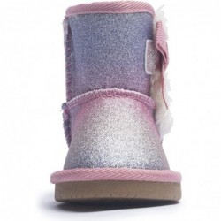 KRABOR Stiefel für Kleinkinder/kleine Mädchen, glitzernd, warm, Winter-Schneeschuhe mit Baumwollfutter und süßer Schleife, Größe