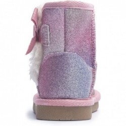 KRABOR Stiefel für Kleinkinder/kleine Mädchen, glitzernd, warm, Winter-Schneeschuhe mit Baumwollfutter und süßer Schleife, Größe