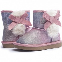 KRABOR Stiefel für Kleinkinder/kleine Mädchen, glitzernd, warm, Winter-Schneeschuhe mit Baumwollfutter und süßer Schleife, Größe