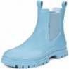 DKSUKO Kurze Regenstiefel für Damen aus Gummi, wasserdichte Gartenstiefel, elastischer Schlupfstiefel, Chelsea-Boot, modischer isolierter Regenschuh für die Arbeit im Freien, dicke Sohle