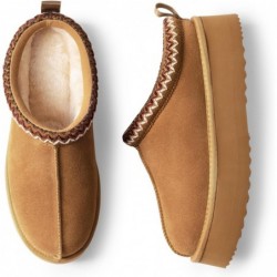 DREAM PAIRS Damen-Hausschuhe für Frauen, echtes Wildleder, Plateau, flauschig, gemütlich, FuzzyEasy, Damen-Plateau-Slipper, Winter, flauschig, warm, bequem, pelzig, Schuhe für drinnen und draußen