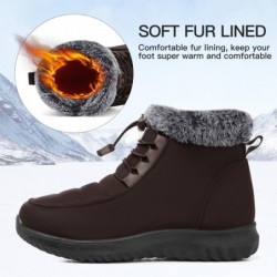 SHIBEVER Pelzgefütterte Stiefel für Damen: Winter-Schnee-Stiefeletten, warm, verstellbar, mit Schnürung, wasserdicht, Schlupfschuhe für draußen