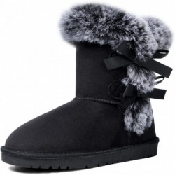 WFL Damen Schneestiefel Klassische, mittelhohe, mit Fellfutter, modische Winterstiefel