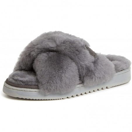 Fireside by Dearfoams Newcastle Crossband All Over Shearling Slipper für Damen, zum einfachen An- und Ausziehen