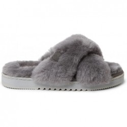 Fireside by Dearfoams Newcastle Crossband All Over Shearling Slipper für Damen, zum einfachen An- und Ausziehen