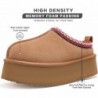 Slip Ons Damen Plateau Flauschige Gemütliche Hausschuhe Echtes Wildleder Wasserabweisende Winter Plateau Mini Stiefel mit Memory Foam und Kunstfellfutter Bequeme Flauschige Clogs