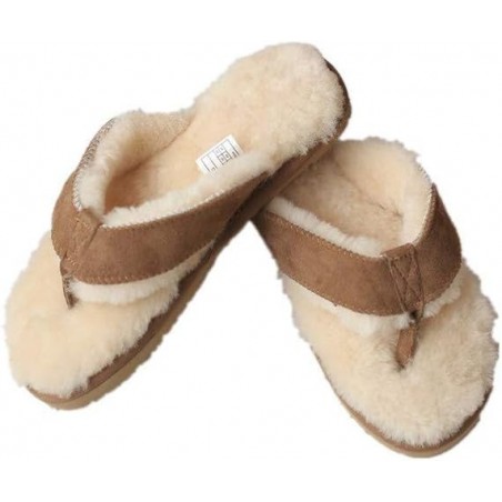 LVCOMEFF Winter Echtes Schafspelz Echtes Schafsleder Ein Pelz Flip-Flops Warme Slides mit Pelz Gefüttert Frauen Männer Unisex Wildleder Thong