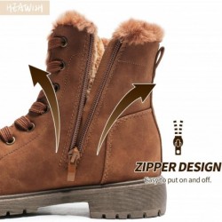 HEAWISH Stiefeletten für Damen Winter Schneestiefel Fellgefüttert Winterschuhe Leder Springerstiefel Damen