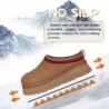 Damen Slipper Plateau Ministiefel Kurze Stiefelette Fellfleece Wildleder Warm Gefüttert Sneaker Indoor Outdoor Anti-Rutsch Stiefel