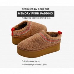 Plateau-Hausschuhe für Damen, Mini-Stiefel, Plüsch-Fleece-Futter, flauschige Hausschuhe, zum Reinschlüpfen, kurzer Knöchel, bequeme, dicke Sohle, flauschige Hausschuhe mit Memory Foam-Einlegesohle