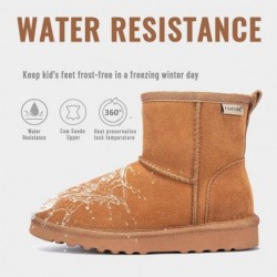 FANTURE Schneestiefel für Kinder, Jungen und Mädchen, Winterstiefel aus Kuhwildleder, warm, mit Kunstfell gefüttert, strapazierfähige Schuhe (kleine Kinder/große Kinder)