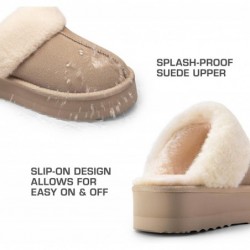 DREAM PAIRS Plateau-Hausschuhe für Damen, echtes Wildleder, FuzzyEasy, gemütlicher Memory Foam, wasserdichte Hausschuhe für drinnen und draußen