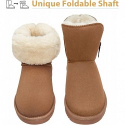 CAMEL CROWN Faltbare Schneestiefel für Damen, warme Pelz-Winterstiefel, halbhoher Reißverschluss, Hausschuhe, Stiefel, klassische Mini-Kurzstiefel für draußen