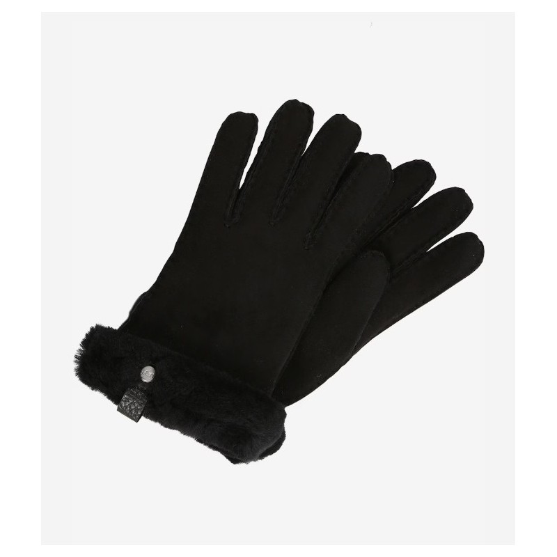 UGG Handschuhe 'Shorty Glove with leather trim' in schwarz