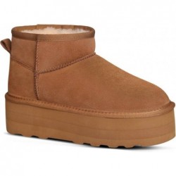 Plateau-Mini-Boot für Damen, kurze Stiefelette, mit Fellfleece gefütterte Sneakers, Schnee-Plateau-Anti-Rutsch-Boot für den Außenbereich