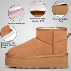 Plateau-Mini-Boot für Damen, kurze Stiefelette, mit Fellfleece gefütterte Sneakers, Schnee-Plateau-Anti-Rutsch-Boot für den Außenbereich