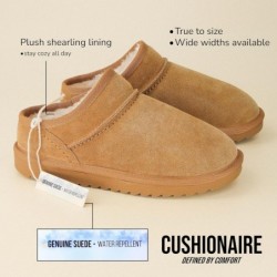 CUSHIONAIRE Damen Hilo 2 Faux Shearling Echtes Wildleder Gemütliche Pantoletten + Memory Foam