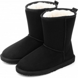 MUSSHOE Winterstiefel aus Plüsch, kuschelig, bis zur Mitte der Wade, für Damen, Schneestiefel, pelzige Schlupfstiefel aus Wildleder, Plateaustiefel, Herbstfell, gemütliche Schuhe