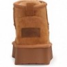 Carcuume Damen Plateau-Ministiefel mit Pelzfutter, warm, für den Winter, Knöchel, Schnee, klassisch, äußerst bequeme Schuhe, BESS-Chestnut-8